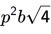 A LaTex expression showing {p} to the power of 2 bsquare root of 4