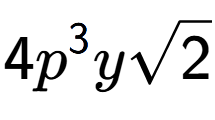 A LaTex expression showing 4{p} to the power of 3 ysquare root of 2