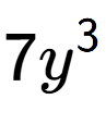 A LaTex expression showing 7{y} to the power of 3