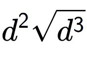 A LaTex expression showing {d} to the power of 2 square root of {d to the power of 3 }