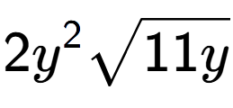 A LaTex expression showing 2{y} to the power of 2 square root of 11y
