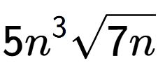 A LaTex expression showing 5{n} to the power of 3 square root of 7n