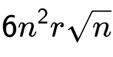 A LaTex expression showing 6{n} to the power of 2 rsquare root of n