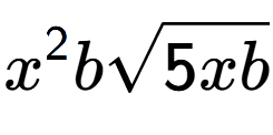 A LaTex expression showing {x} to the power of 2 bsquare root of 5xb