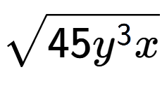 A LaTex expression showing square root of 45{y to the power of 3 x}