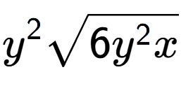 A LaTex expression showing {y} to the power of 2 square root of 6{y to the power of 2 x}