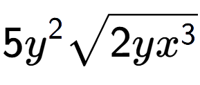 A LaTex expression showing 5{y} to the power of 2 square root of 2y{x to the power of 3 }