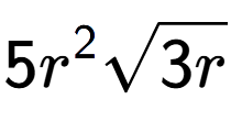A LaTex expression showing 5{r} to the power of 2 square root of 3r