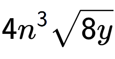 A LaTex expression showing 4{n} to the power of 3 square root of 8y