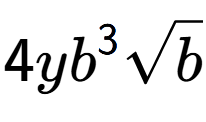 A LaTex expression showing 4y{b} to the power of 3 square root of b