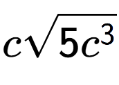 A LaTex expression showing csquare root of 5{c to the power of 3 }