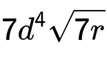 A LaTex expression showing 7{d} to the power of 4 square root of 7r