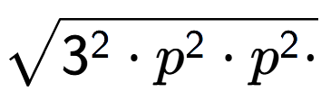 A LaTex expression showing square root of 3 to the power of 2 times p to the power of 2 times p to the power of 2 times