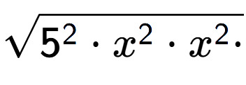 A LaTex expression showing square root of 5 to the power of 2 times x to the power of 2 times x to the power of 2 times