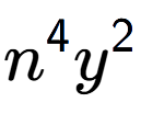 A LaTex expression showing {n} to the power of 4 {y} to the power of 2