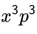 A LaTex expression showing {x} to the power of 3 {p} to the power of 3