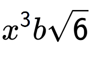 A LaTex expression showing {x} to the power of 3 bsquare root of 6