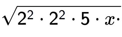 A LaTex expression showing square root of 2 to the power of 2 times 2 to the power of 2 times 5 times x times