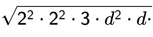 A LaTex expression showing square root of 2 to the power of 2 times 2 to the power of 2 times 3 times d to the power of 2 times d times