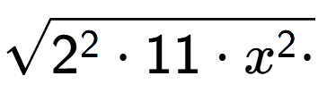 A LaTex expression showing square root of 2 to the power of 2 times 11 times x to the power of 2 times