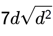 A LaTex expression showing 7dsquare root of {d to the power of 2 }