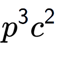 A LaTex expression showing {p} to the power of 3 {c} to the power of 2