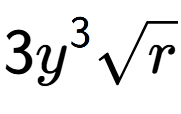 A LaTex expression showing 3{y} to the power of 3 square root of r