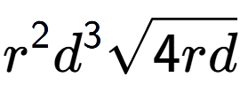 A LaTex expression showing {r} to the power of 2 {d} to the power of 3 square root of 4rd