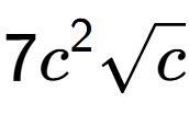A LaTex expression showing 7{c} to the power of 2 square root of c
