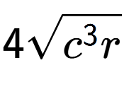 A LaTex expression showing 4square root of {c to the power of 3 r}