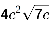 A LaTex expression showing 4{c} to the power of 2 square root of 7c