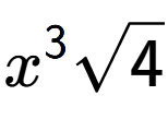A LaTex expression showing {x} to the power of 3 square root of 4