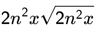 A LaTex expression showing 2{n} to the power of 2 xsquare root of 2{n to the power of 2 x}