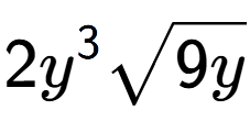 A LaTex expression showing 2{y} to the power of 3 square root of 9y