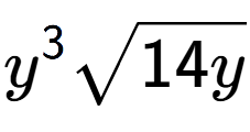 A LaTex expression showing {y} to the power of 3 square root of 14y