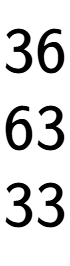 A LaTex expression showing 36\\63\\33