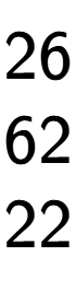 A LaTex expression showing 26\\62\\22