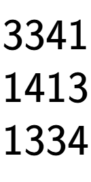 A LaTex expression showing 3341\\1413\\1334
