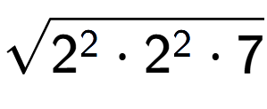 A LaTex expression showing square root of 2 to the power of 2 times 2 to the power of 2 times 7