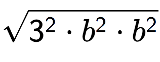 A LaTex expression showing square root of 3 to the power of 2 times b to the power of 2 times b to the power of 2