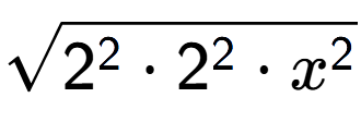 A LaTex expression showing square root of 2 to the power of 2 times 2 to the power of 2 times x to the power of 2