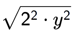 A LaTex expression showing square root of 2 to the power of 2 times y to the power of 2