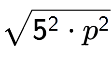 A LaTex expression showing square root of 5 to the power of 2 times p to the power of 2