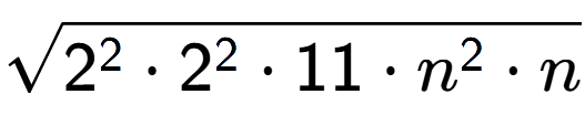 A LaTex expression showing square root of 2 to the power of 2 times 2 to the power of 2 times 11 times n to the power of 2 times n