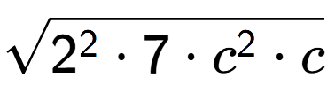 A LaTex expression showing square root of 2 to the power of 2 times 7 times c to the power of 2 times c