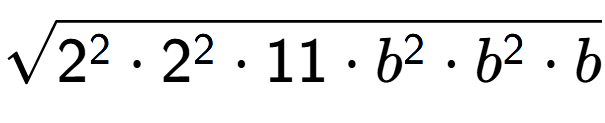 A LaTex expression showing square root of 2 to the power of 2 times 2 to the power of 2 times 11 times b to the power of 2 times b to the power of 2 times b