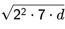 A LaTex expression showing square root of 2 to the power of 2 times 7 times d