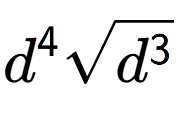 A LaTex expression showing {d} to the power of 4 square root of {d to the power of 3 }