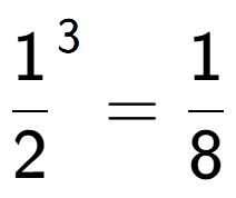 A LaTex expression showing 1 over 2 to the power of 3 = 1 over 8