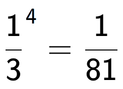 A LaTex expression showing 1 over 3 to the power of 4 = 1 over 81